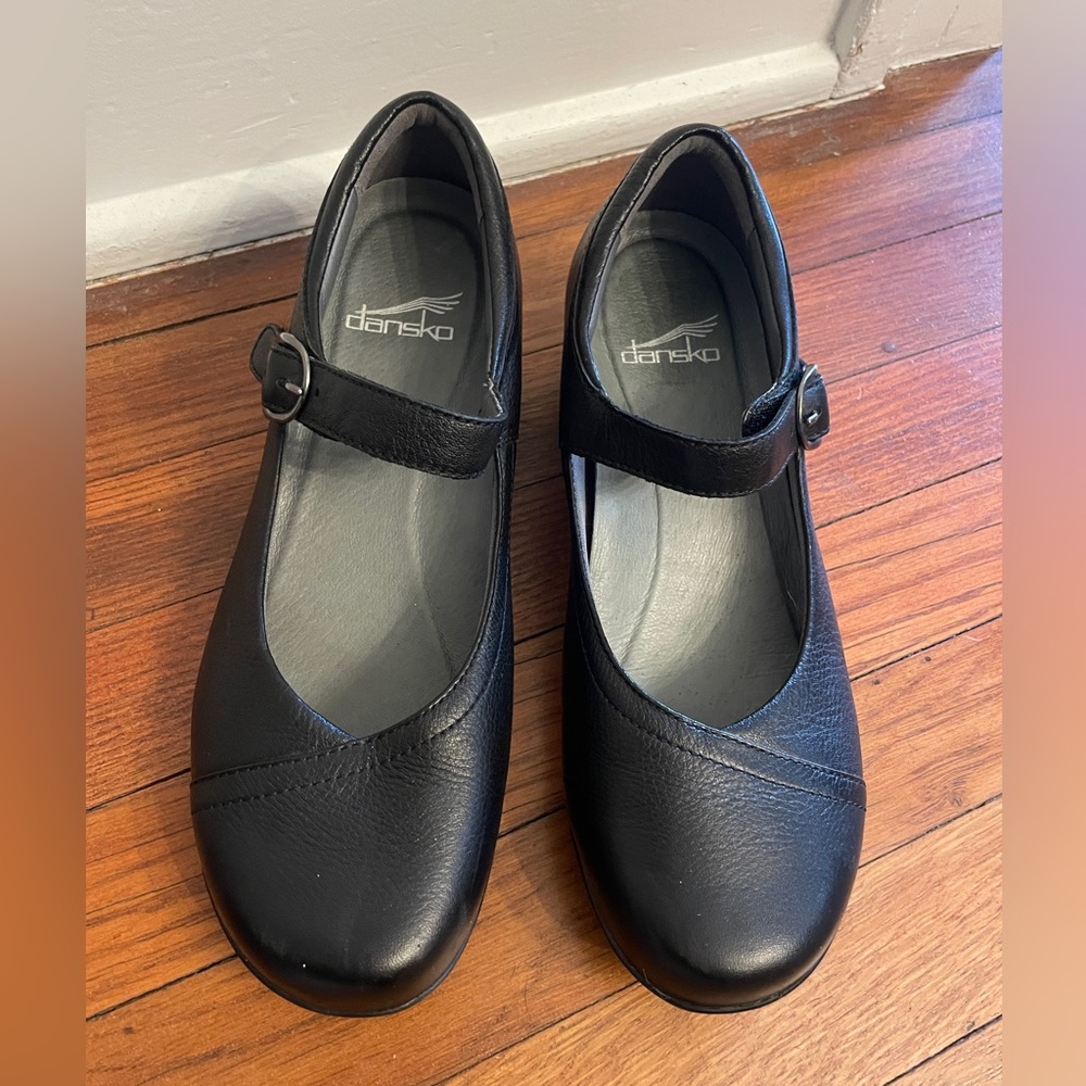 DANSKO Black Leather Fawna Mary Janes Clogs Shoes EU 36 (approx US 5.5-6)